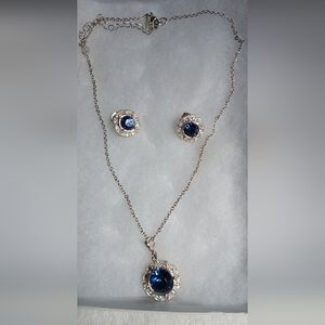 Elegant Silver and Blue Jewelry Set